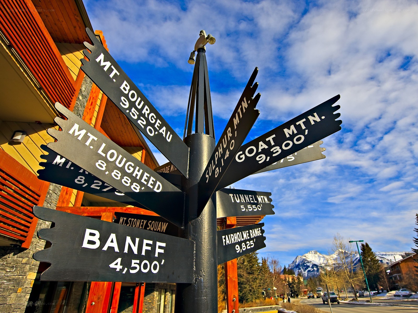 Mountain direction sign in Banff
