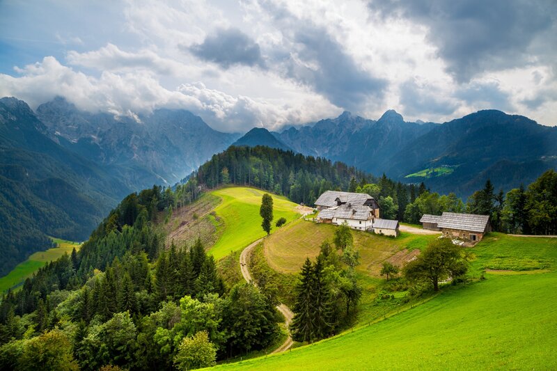 Mountain Farmhouses — Green, Serene
