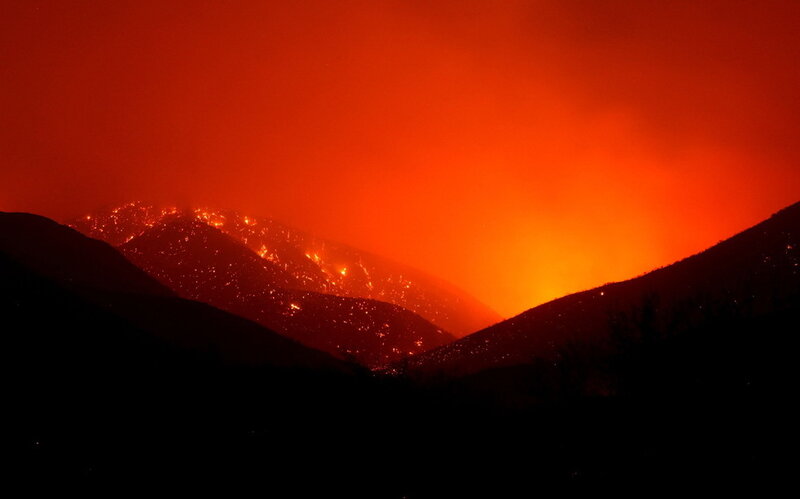 Mountain Fire at Night
