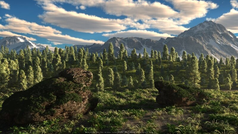 Mountain Forest Landscape — Green, Serene, Afternoon