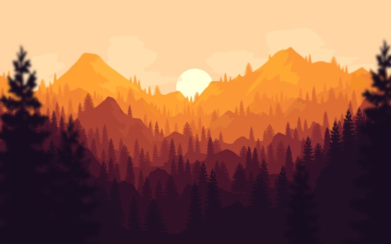 Mountain Forest Landscape — Orange, Serene