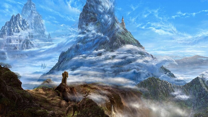mountain fortress above clouds