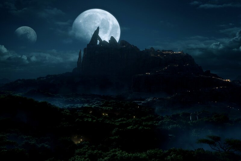 Mountain Fortress at Night