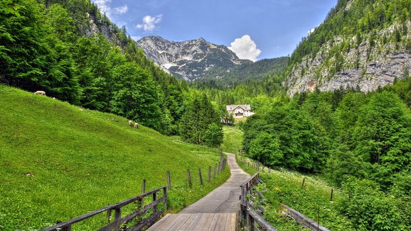 Mountain House in Valley — Green
