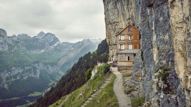 Mountain House on Cliff