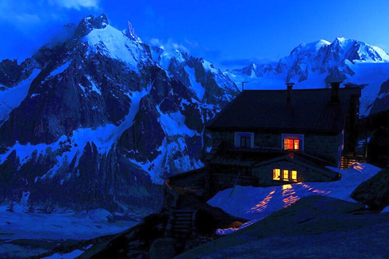 Mountain Hut at Night