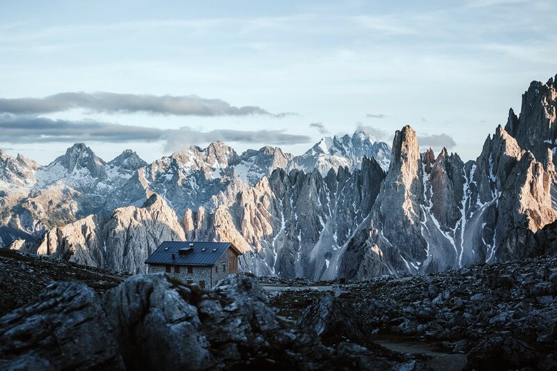 Mountain Hut in Alps — Gray