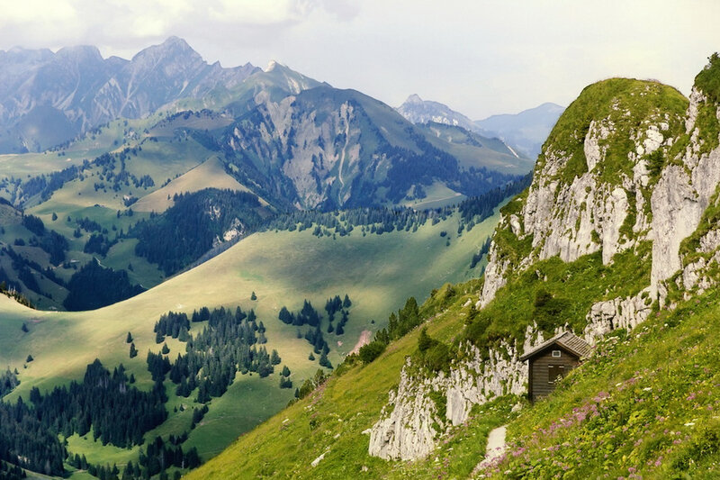 Mountain Hut on Cliff — Green