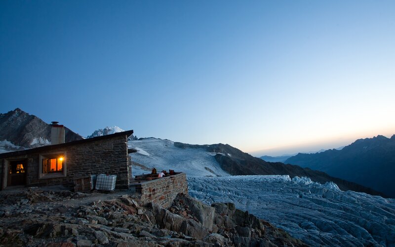 Mountain Hut on Glacier