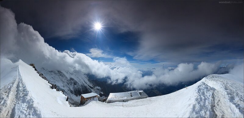Mountain Hut on Snow