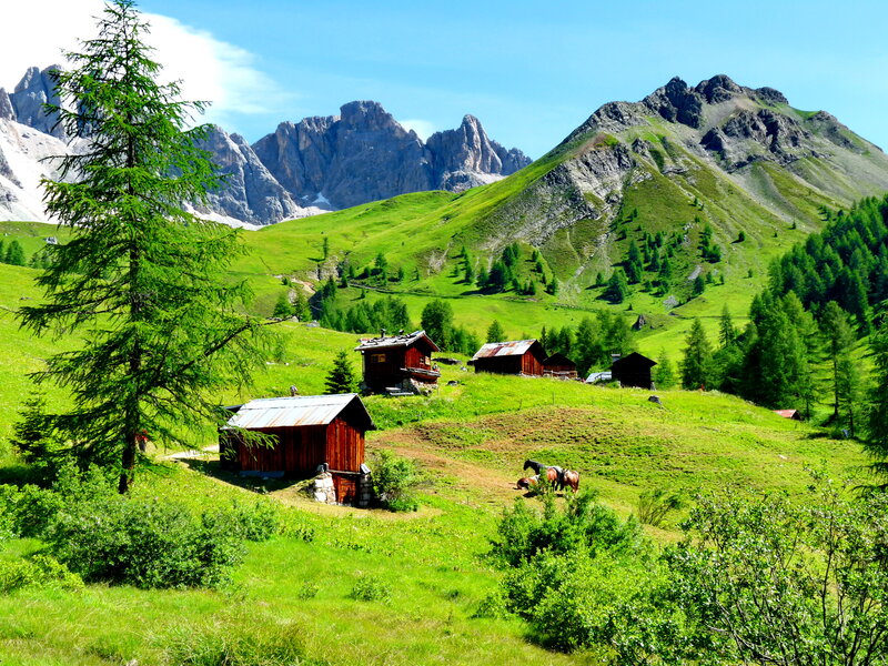 Mountain Huts in Alpine Valley