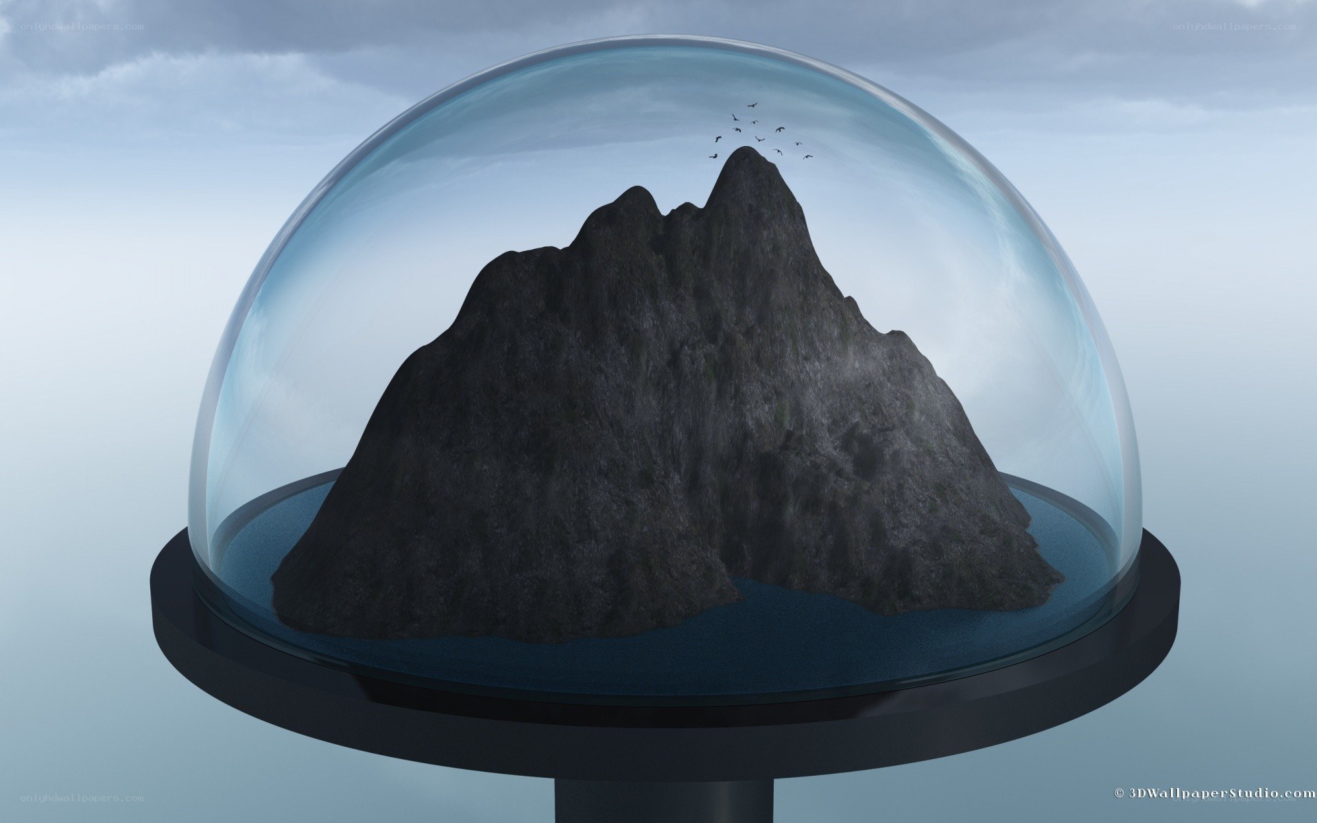 Mountain in a glass dome