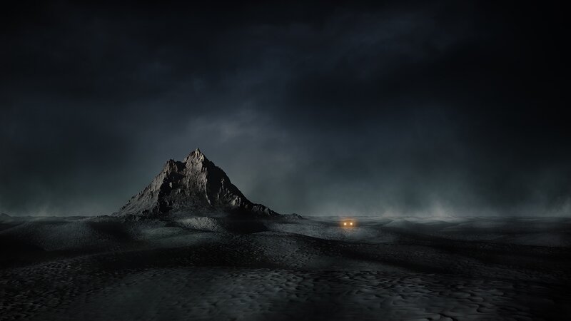 Mountain in Dark Landscape
