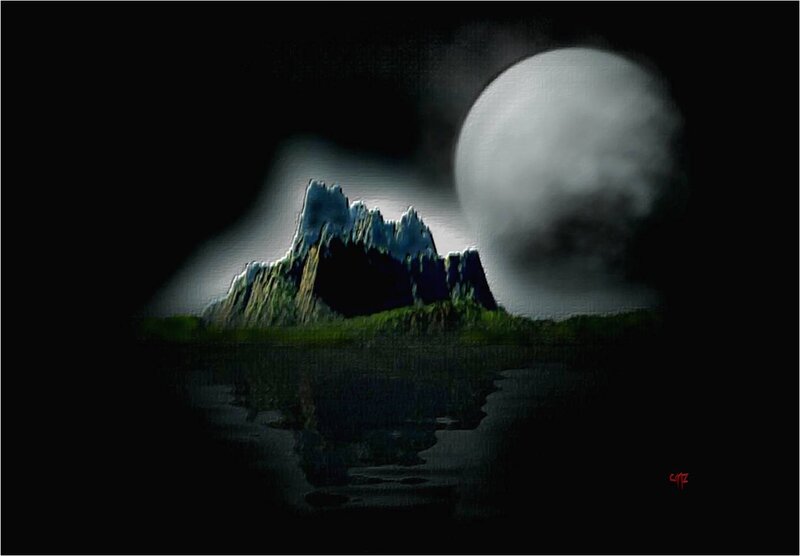 Mountain Island at Night