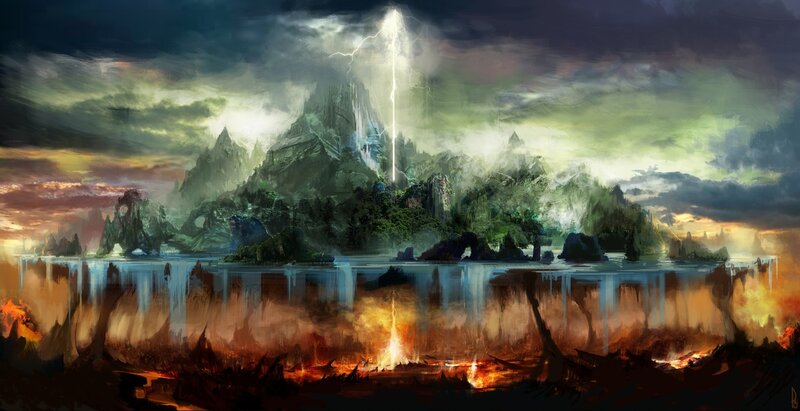 Mountain Island with Lightning