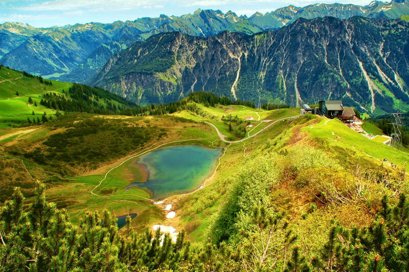 Mountain Lake and Cabin