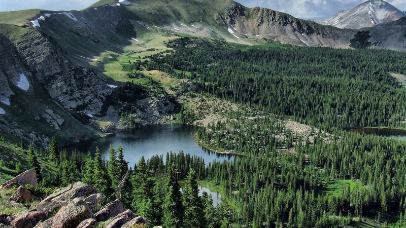 Mountain Lake and Forest — Green
