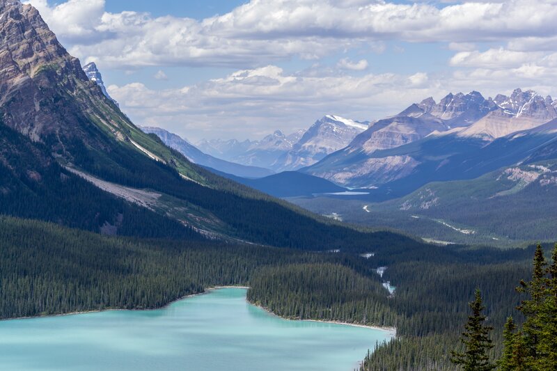 Mountain lake and forest valley