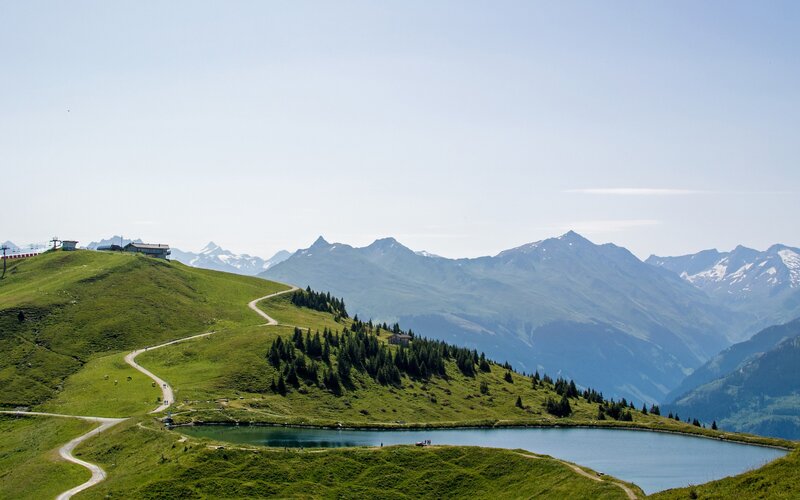 Mountain Lake and Hills — Green, Serene