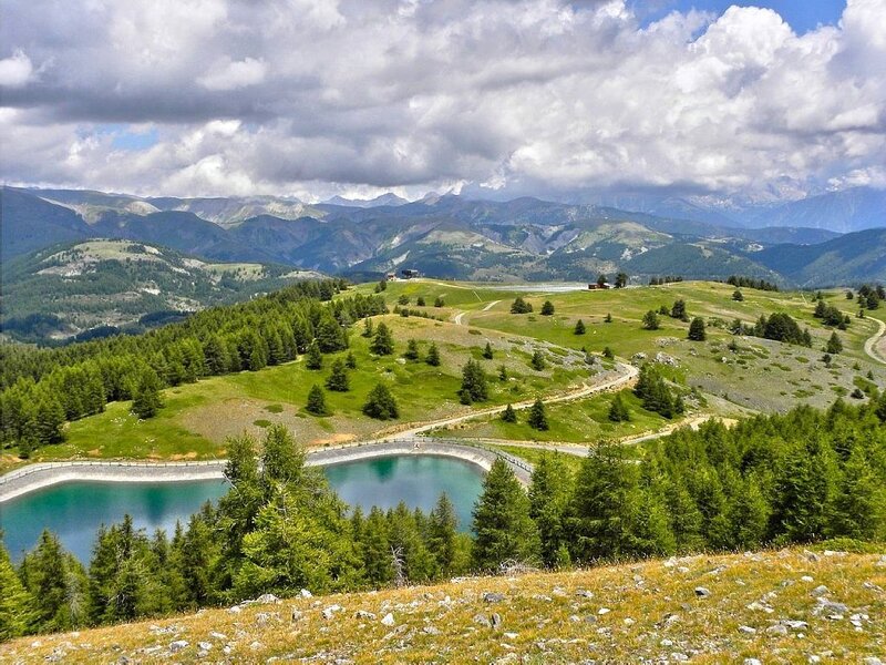 Mountain Lake and Hills — Green