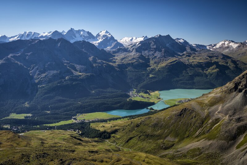 Mountain lake and snow-capped peaks