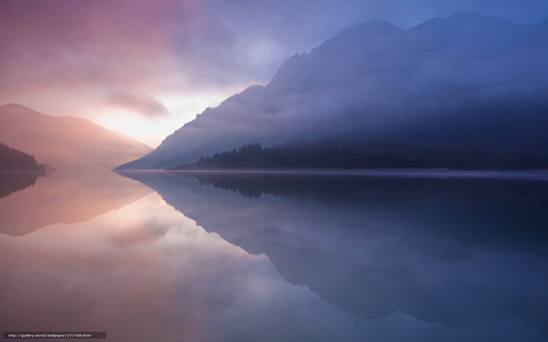 Mountain lake at dawn
