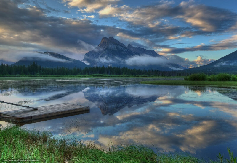 Mountain lake at dawn