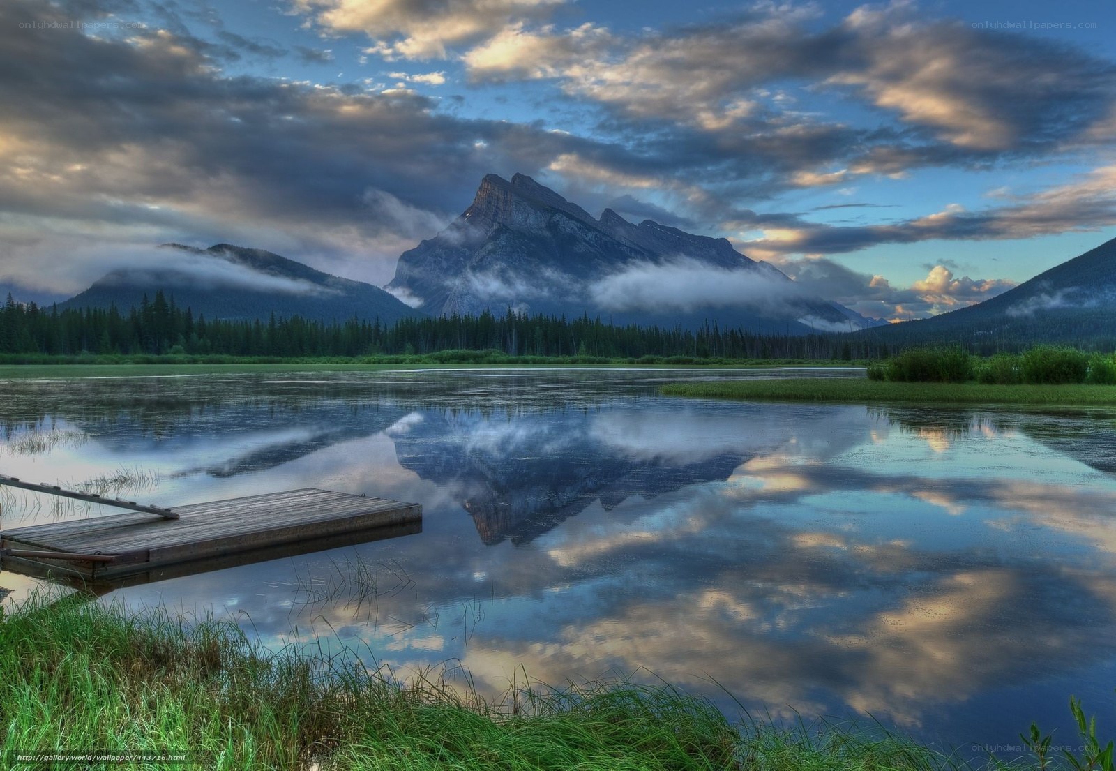 Mountain lake at dawn