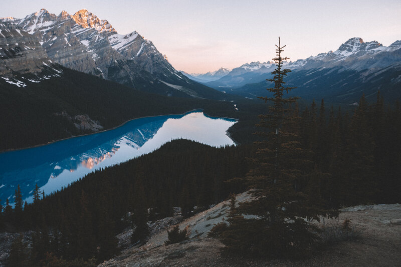 Mountain lake at dawn