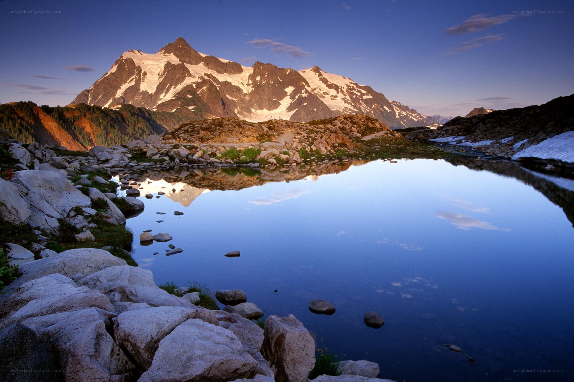 Mountain lake at dawn