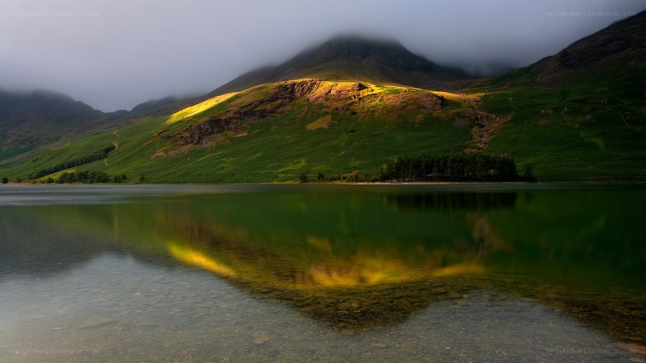 Mountain lake at dawn