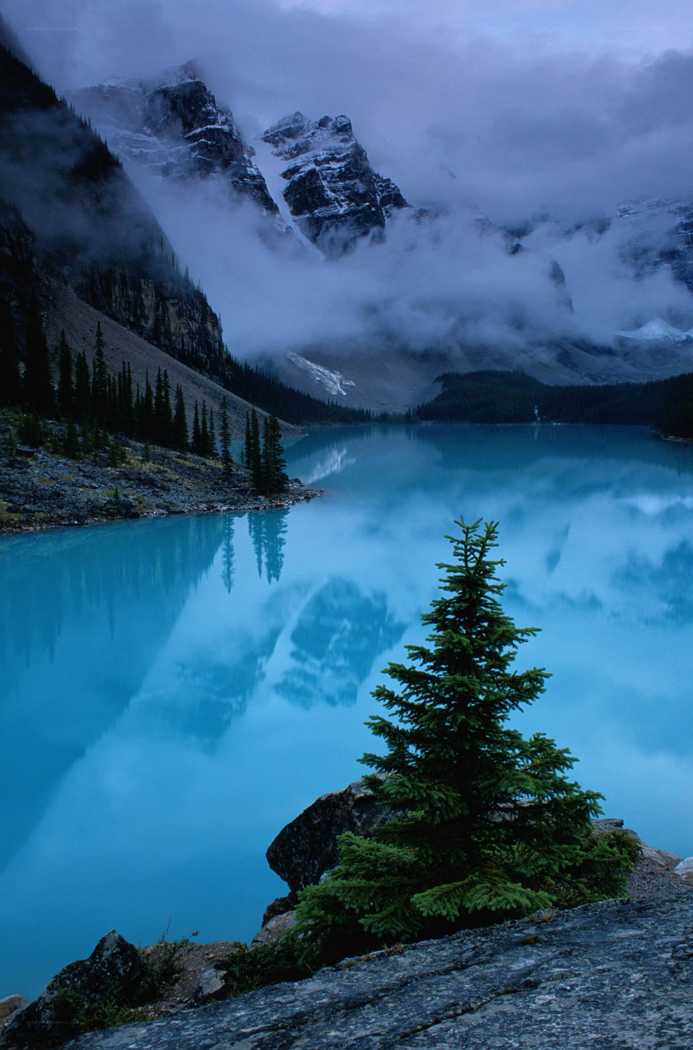 Mountain lake at dawn