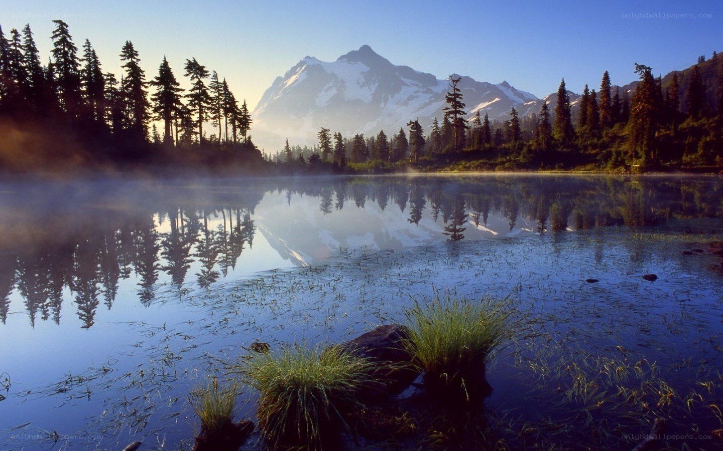 Mountain lake at dawn