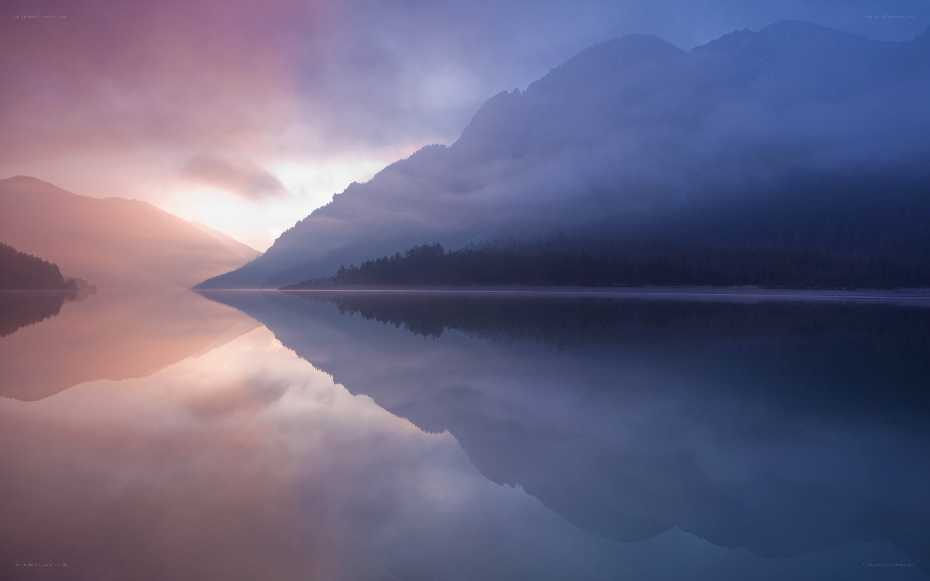 Mountain lake at dawn