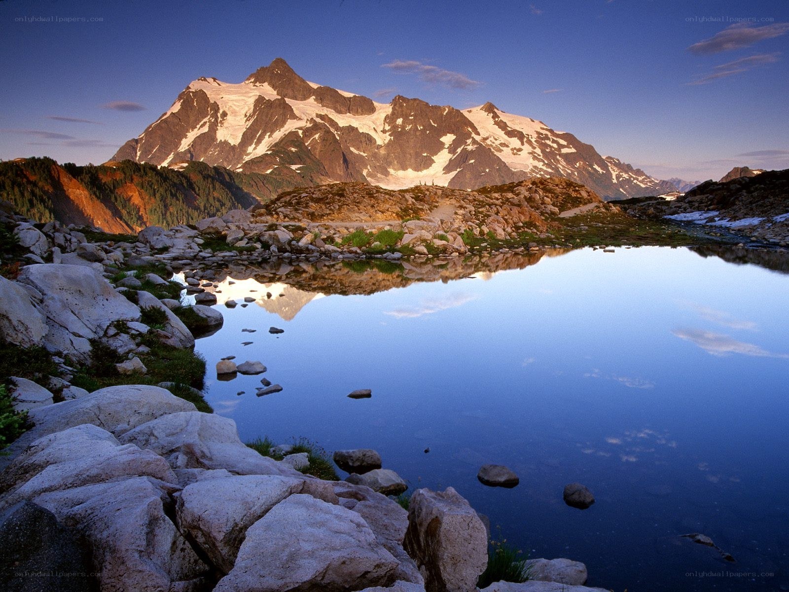 Mountain lake at dawn