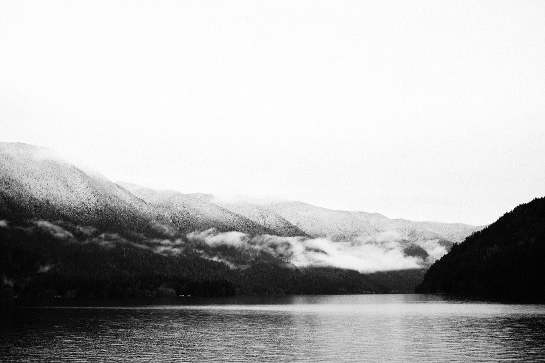 mountain lake at dawn