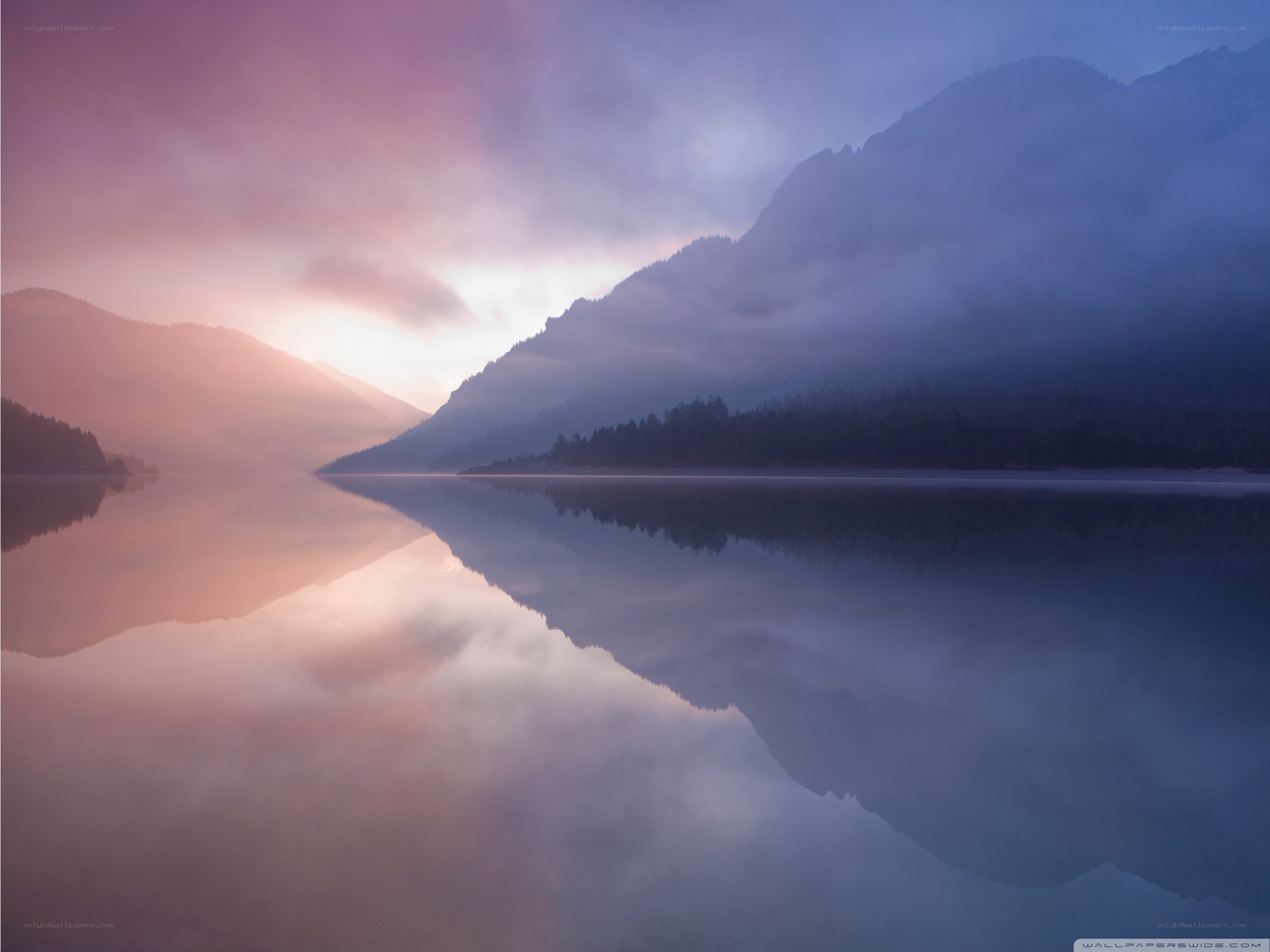 Mountain lake at dawn