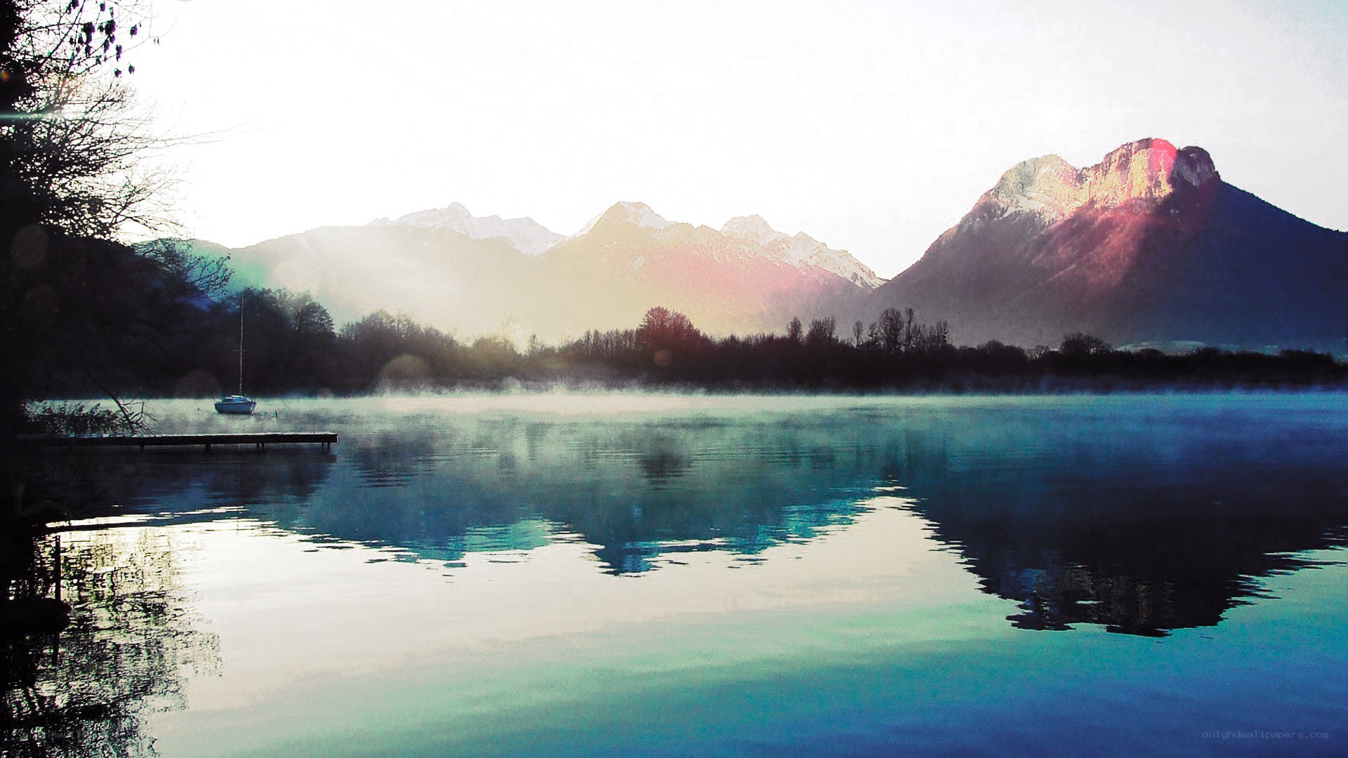 Mountain lake at dawn