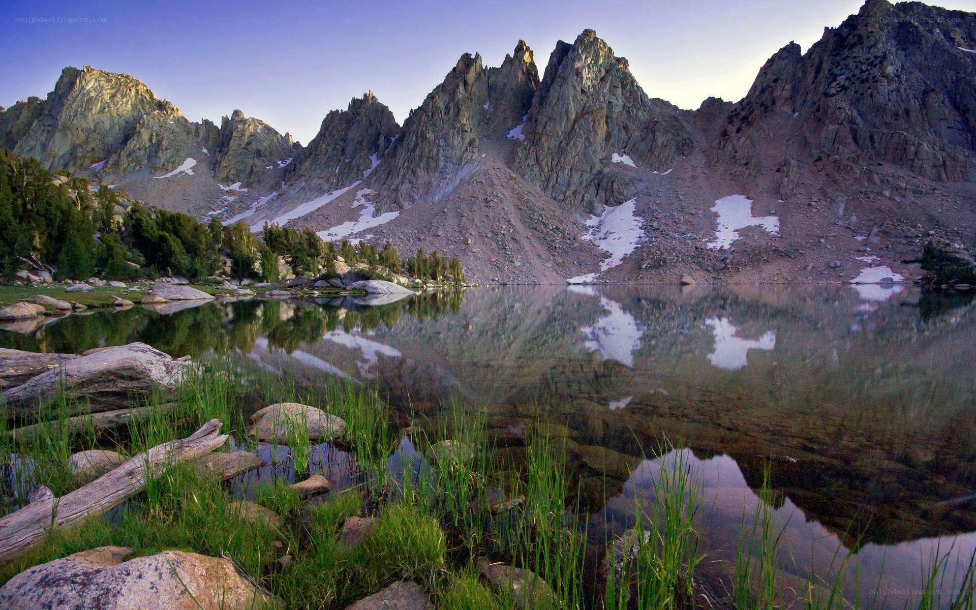Mountain lake at dawn