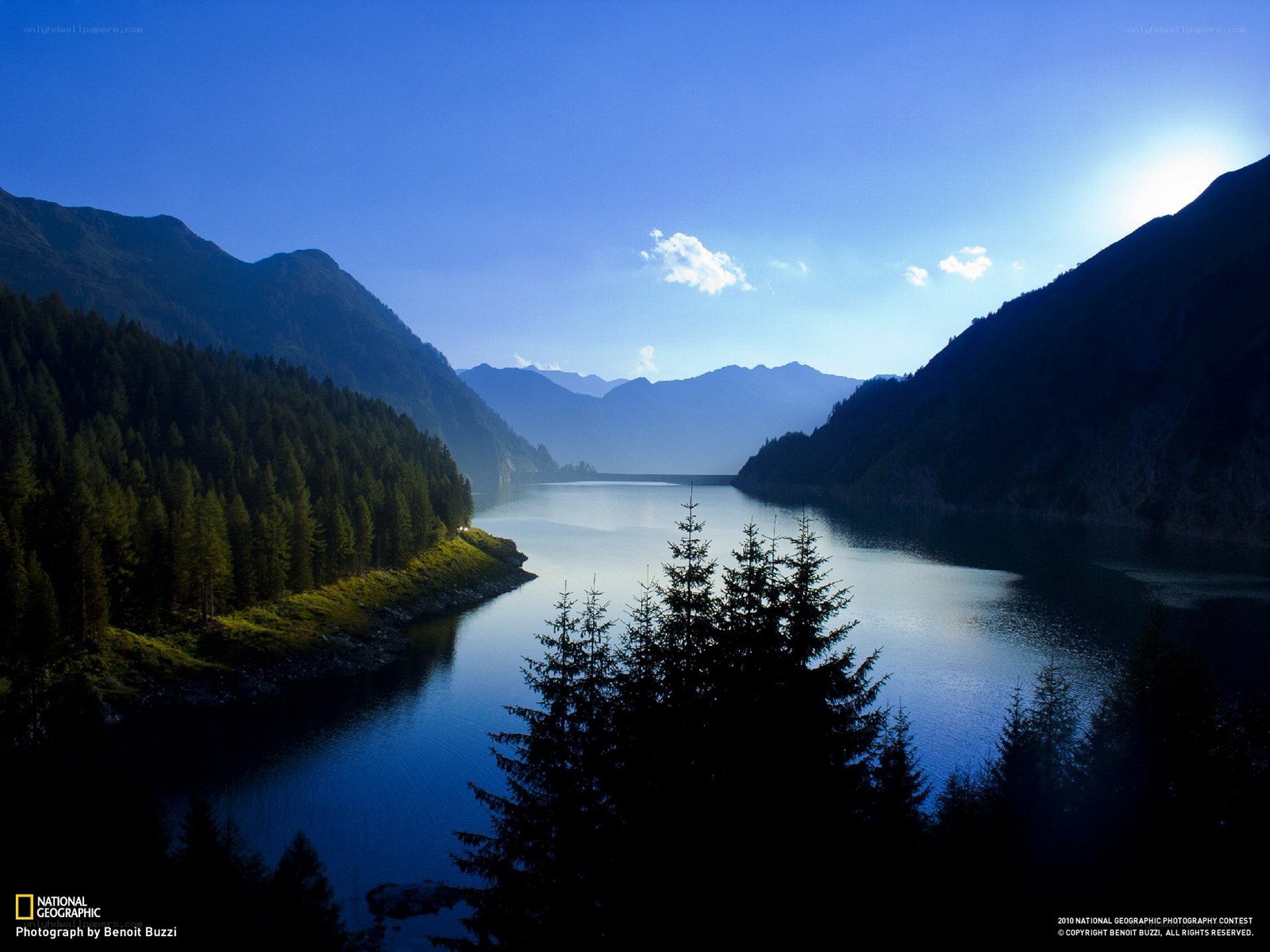 Mountain lake at dawn