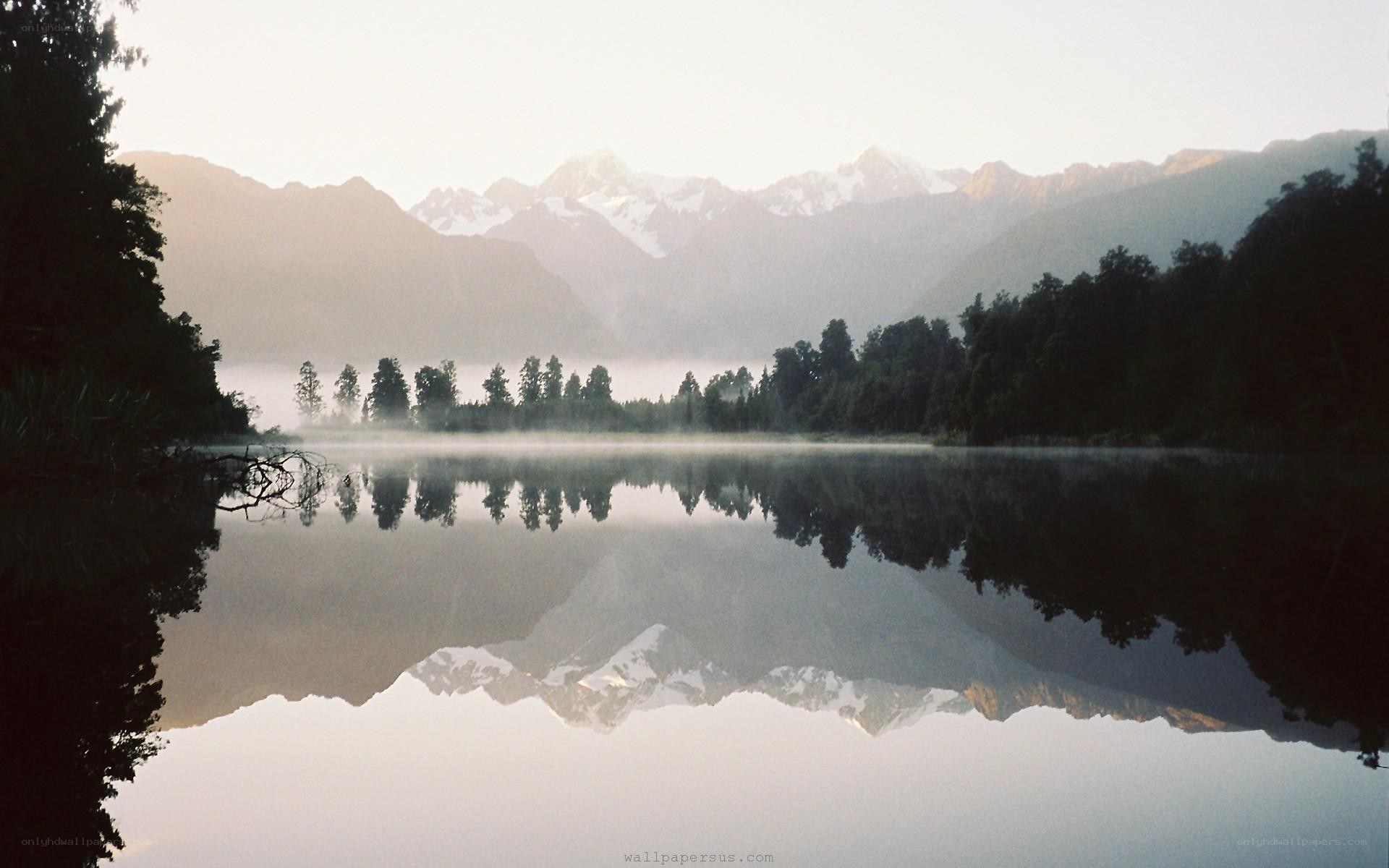 Mountain lake at dawn