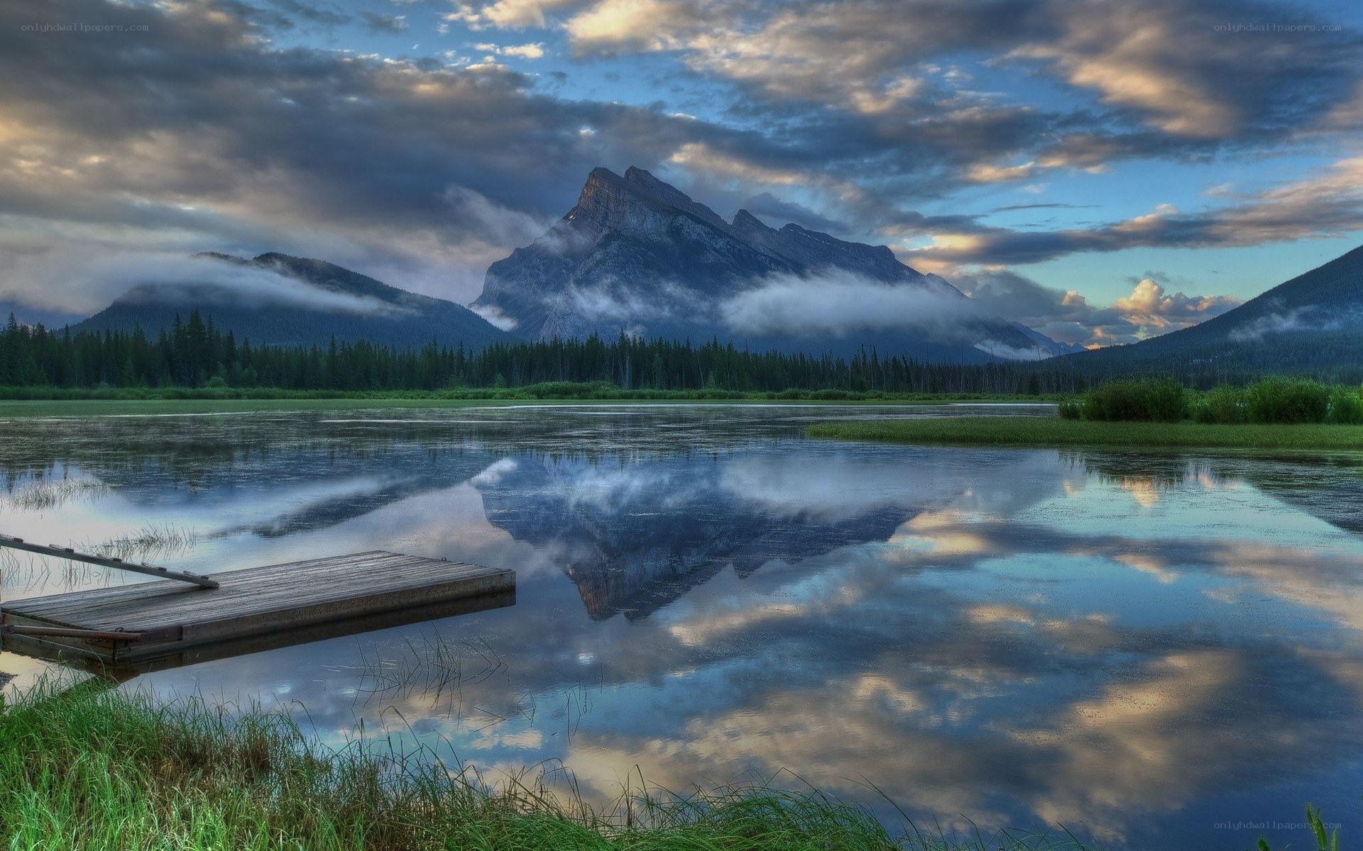 Mountain lake at dawn