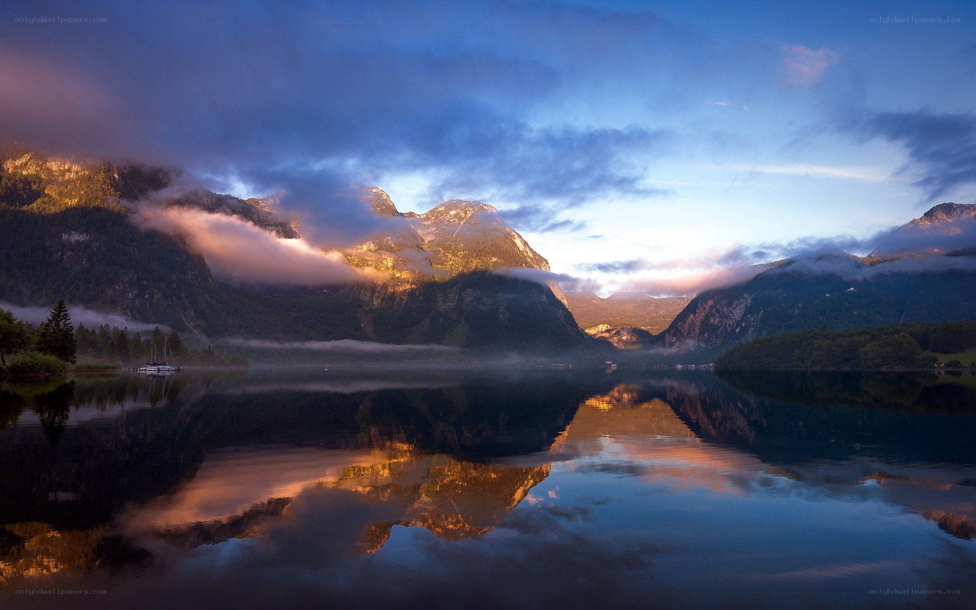 Mountain lake at dawn