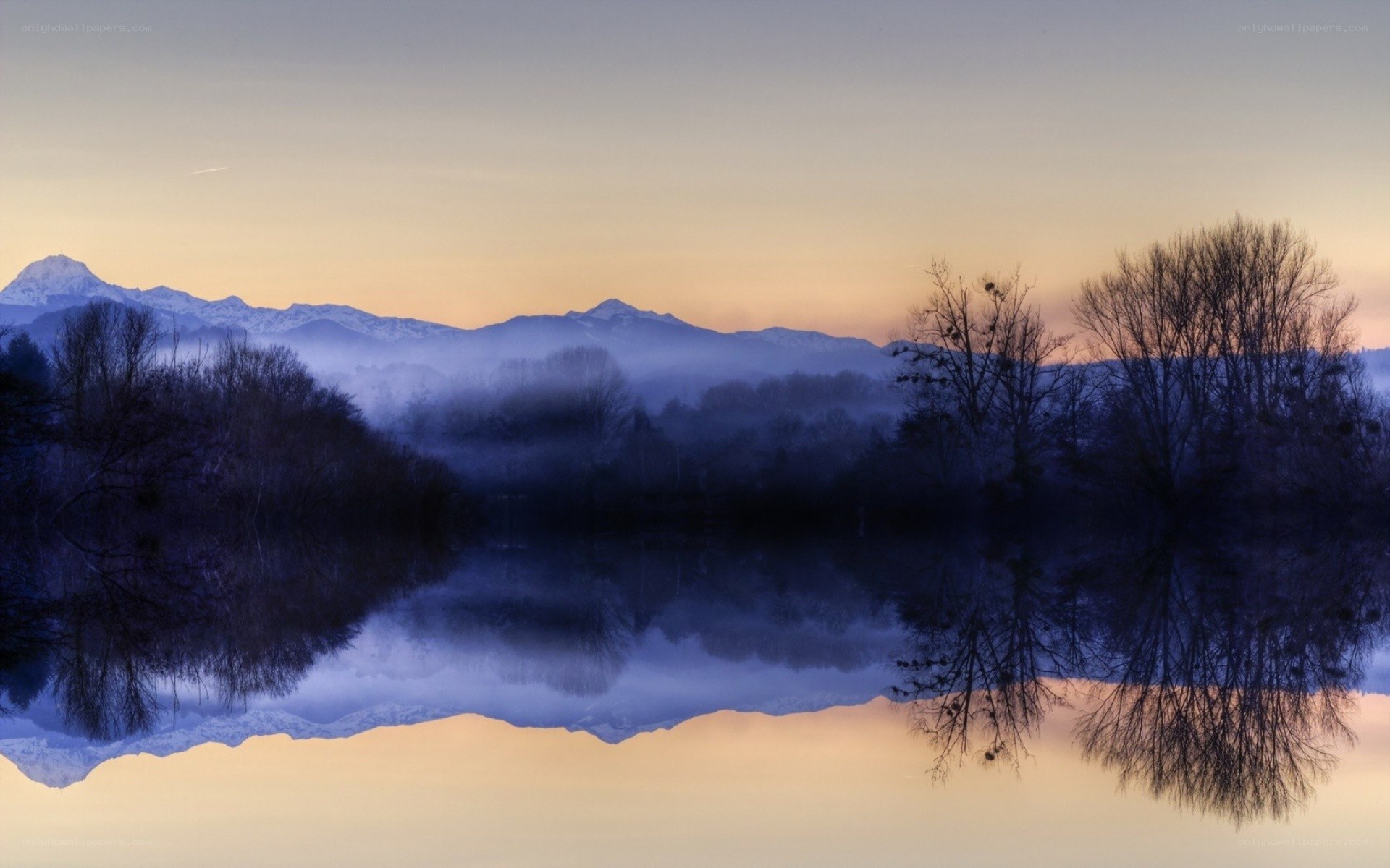 Mountain lake at dawn