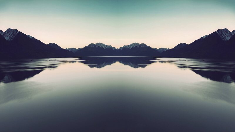 mountain lake at dawn
