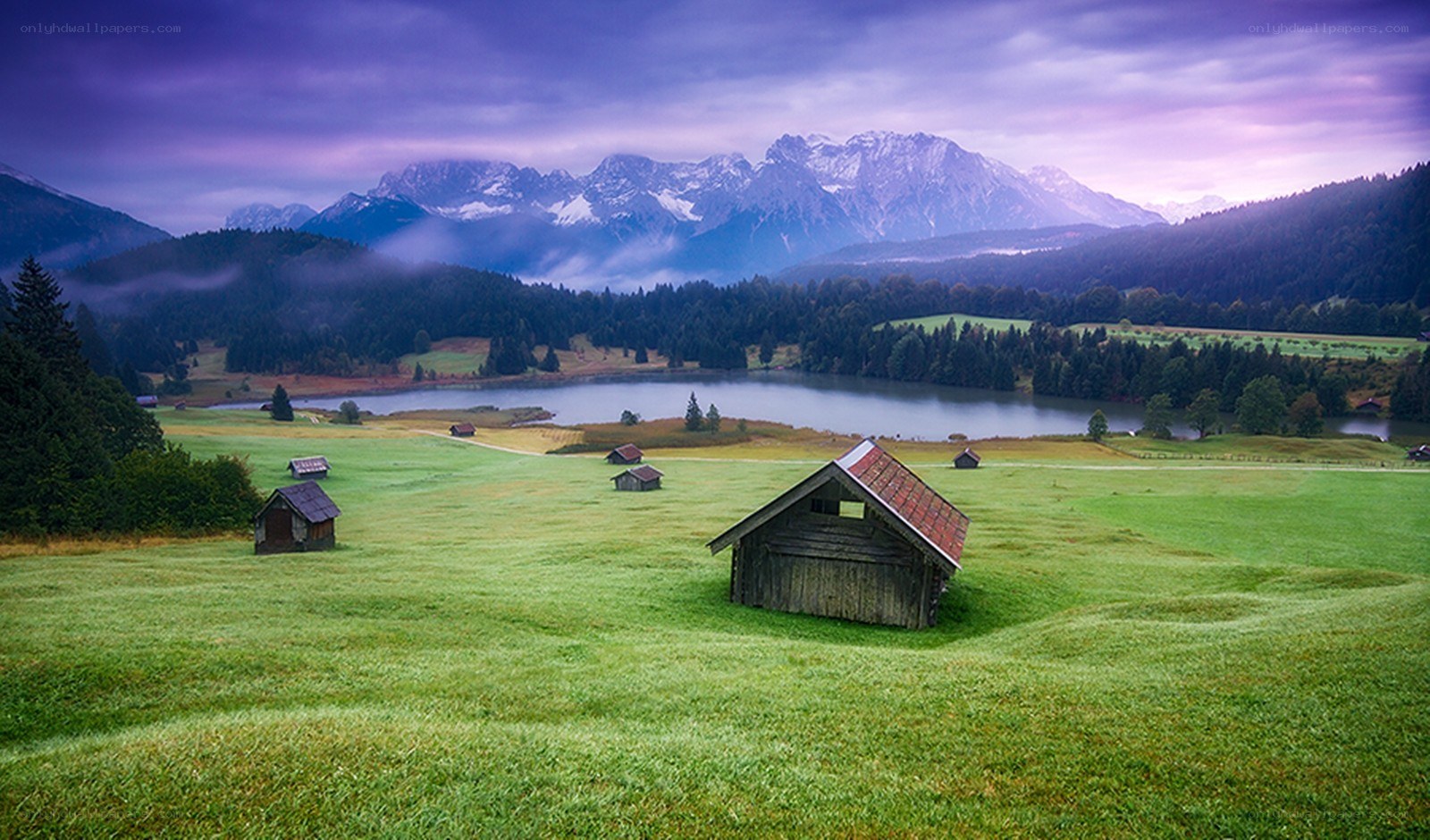 Mountain lake at dawn