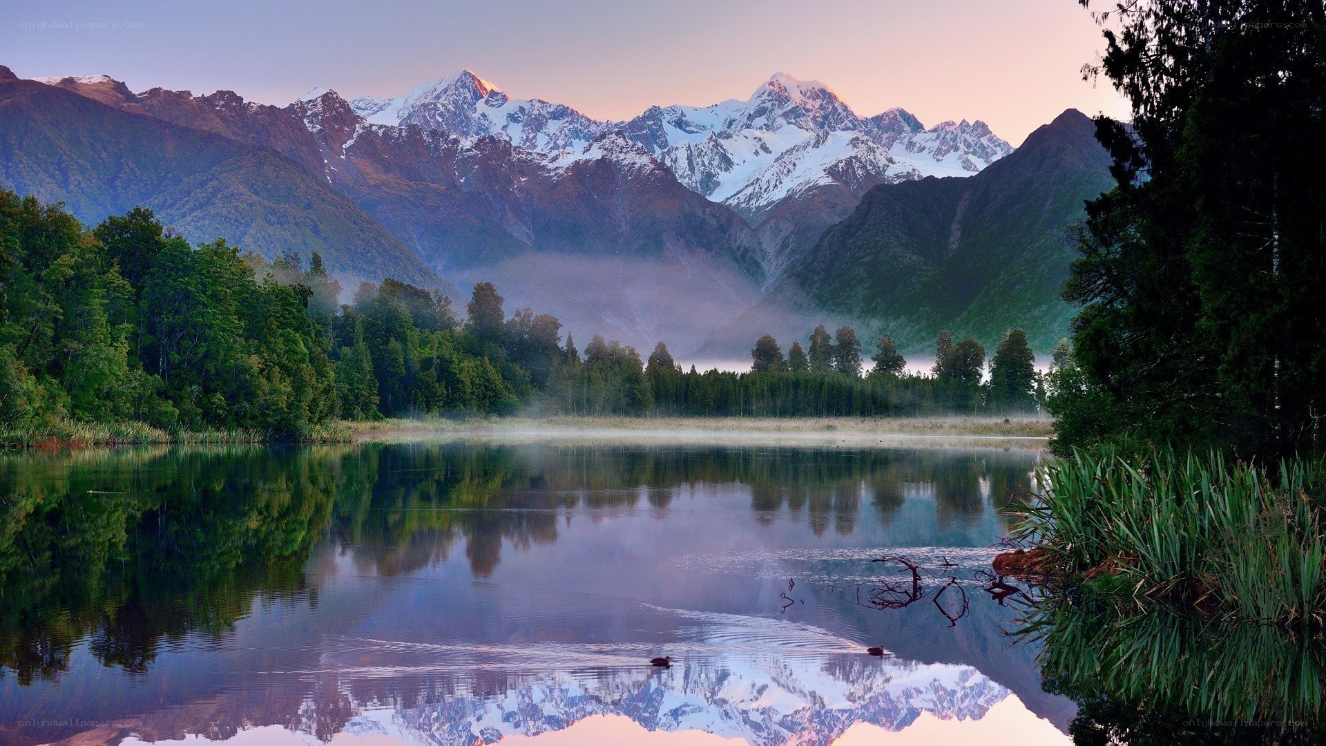 Mountain lake at dawn