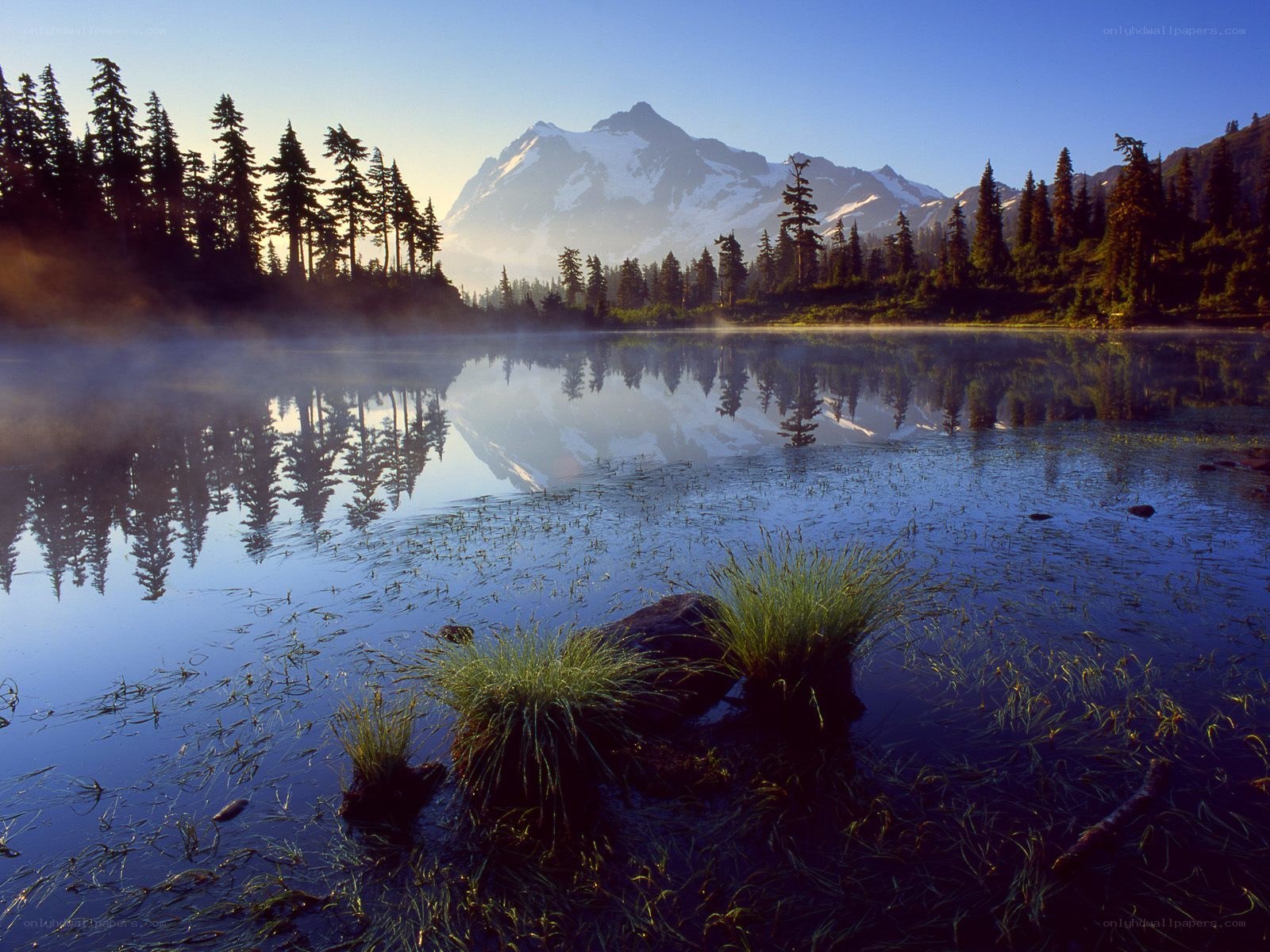 Mountain lake at dawn