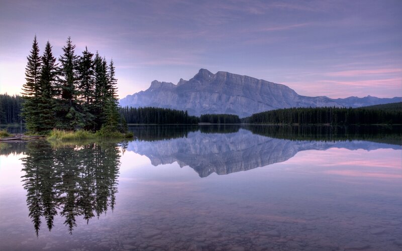 Mountain lake at dawn