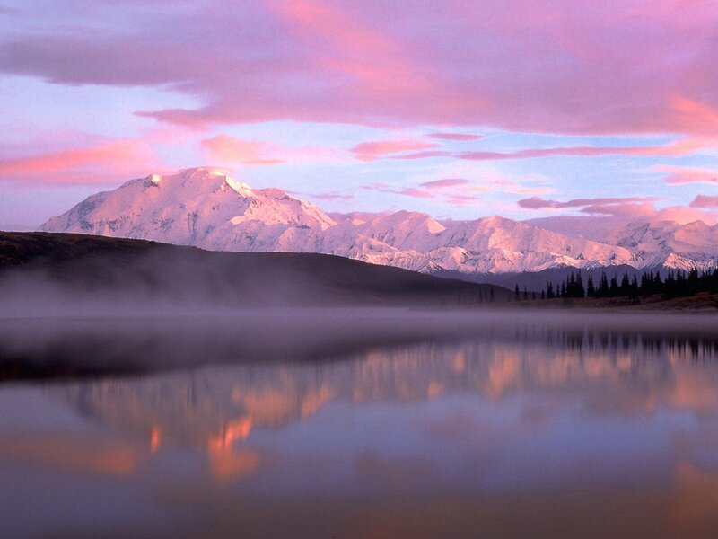 Mountain lake at dawn